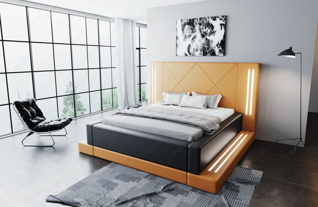 Wasserbett Casoria mit LED und moderner Polsterung