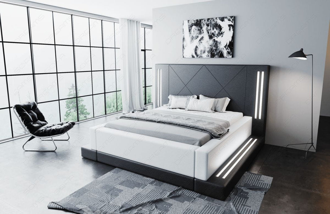Wasserbett Casoria mit LED und moderner Polsterung