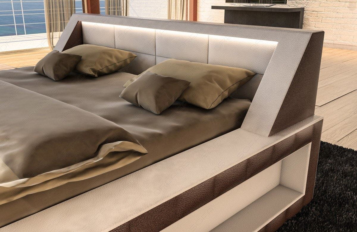 Wasserbett Matera mit LED und vier Beruhigungsstufen Dunkelbraun-Weiß