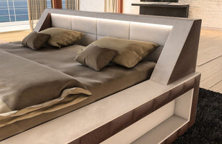 Wasserbett Matera mit LED und vier Beruhigungsstufen Dunkelbraun-Weiß