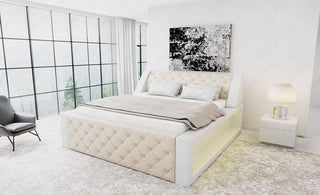 Wasserbett Arezzo mit LED und markanten Linien Beige-Weiß