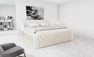 Wasserbett Arezzo mit LED und markanten Linien Beige-Weiß