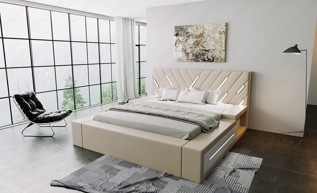 Wasserbett Contrada mit LED und zweifarbigem Design