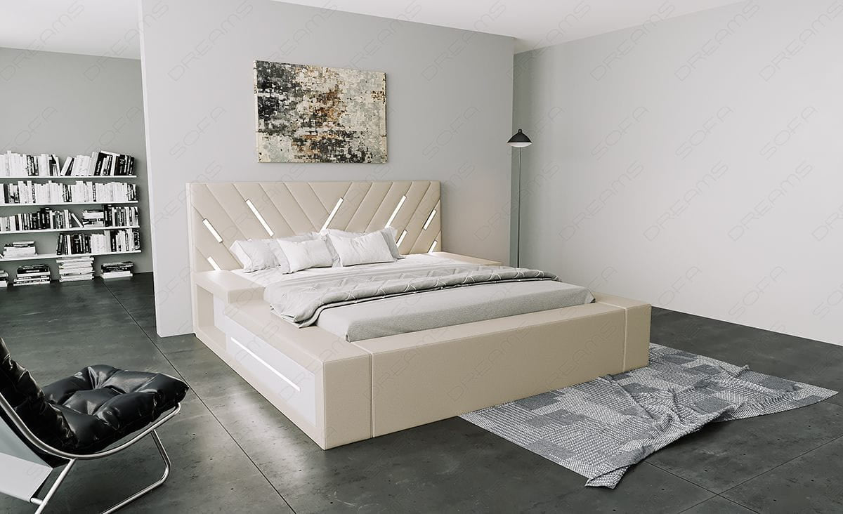 Wasserbett Contrada mit LED und zweifarbigem Design Beige-Weiß