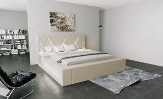 Wasserbett Contrada mit LED und zweifarbigem Design Beige-Weiß