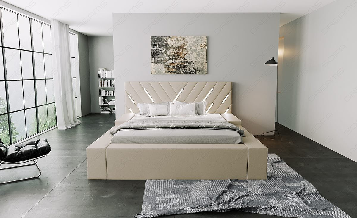 Wasserbett Contrada mit LED und zweifarbigem Design Beige-Weiß