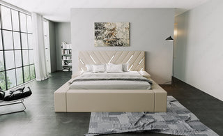 Wasserbett Contrada mit LED und zweifarbigem Design Beige-Weiß