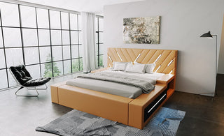 Wasserbett Contrada mit LED und zweifarbigem Design Beige-Weiß