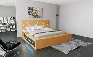 Wasserbett Contrada mit LED und zweifarbigem Design Beige-Weiß