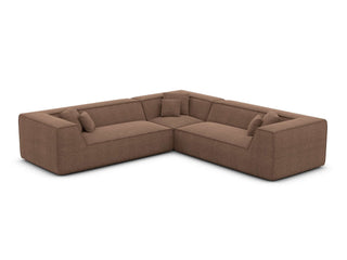 Polster Ecksofa Monterola L Form in Strukturstoff und der Farbe Braun