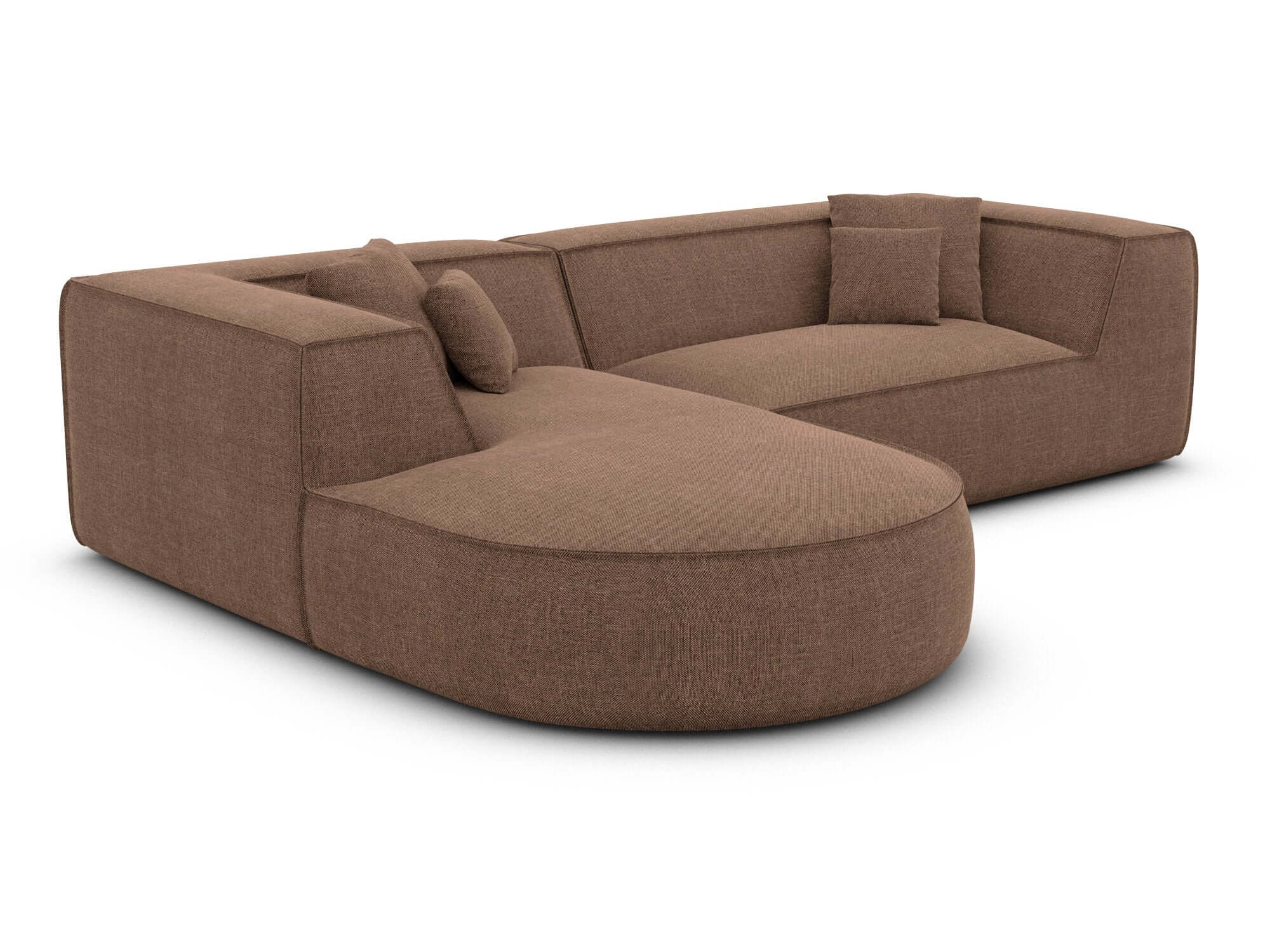 Stoff Ecksofa Monterola L-Form Braun
