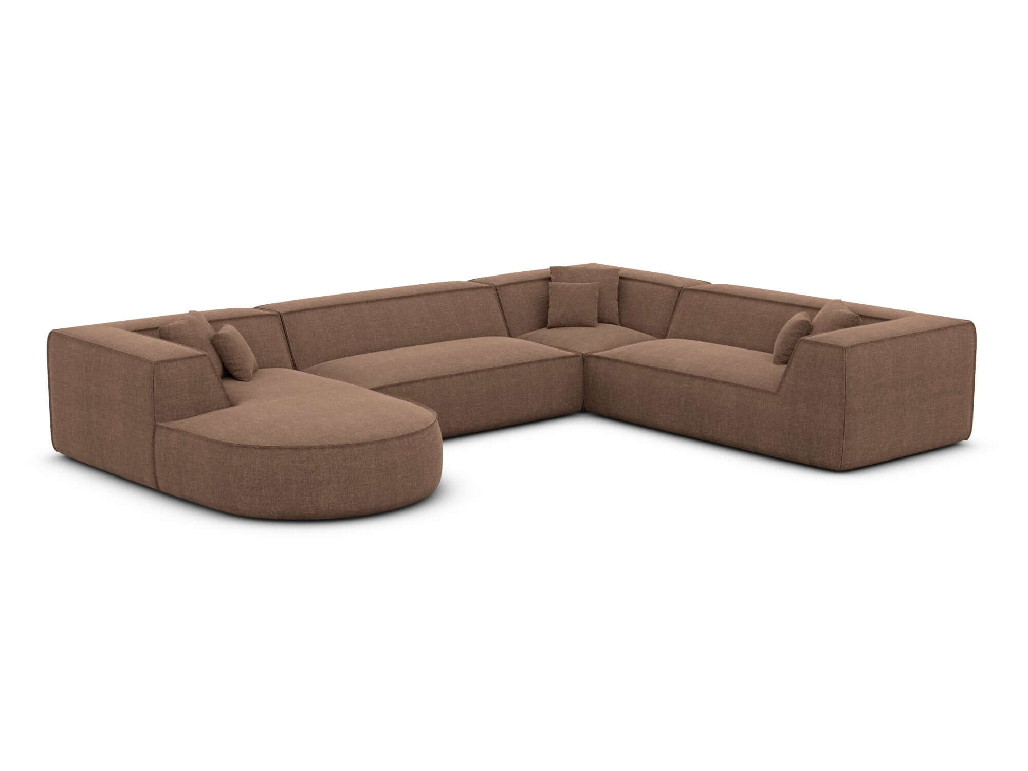 XXL Wohnlandschaft Monterola U-Form aus Stoff Braun