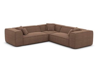 Polster Ecksofa Liranda L Form in Strukturstoff und der Farbe Braun