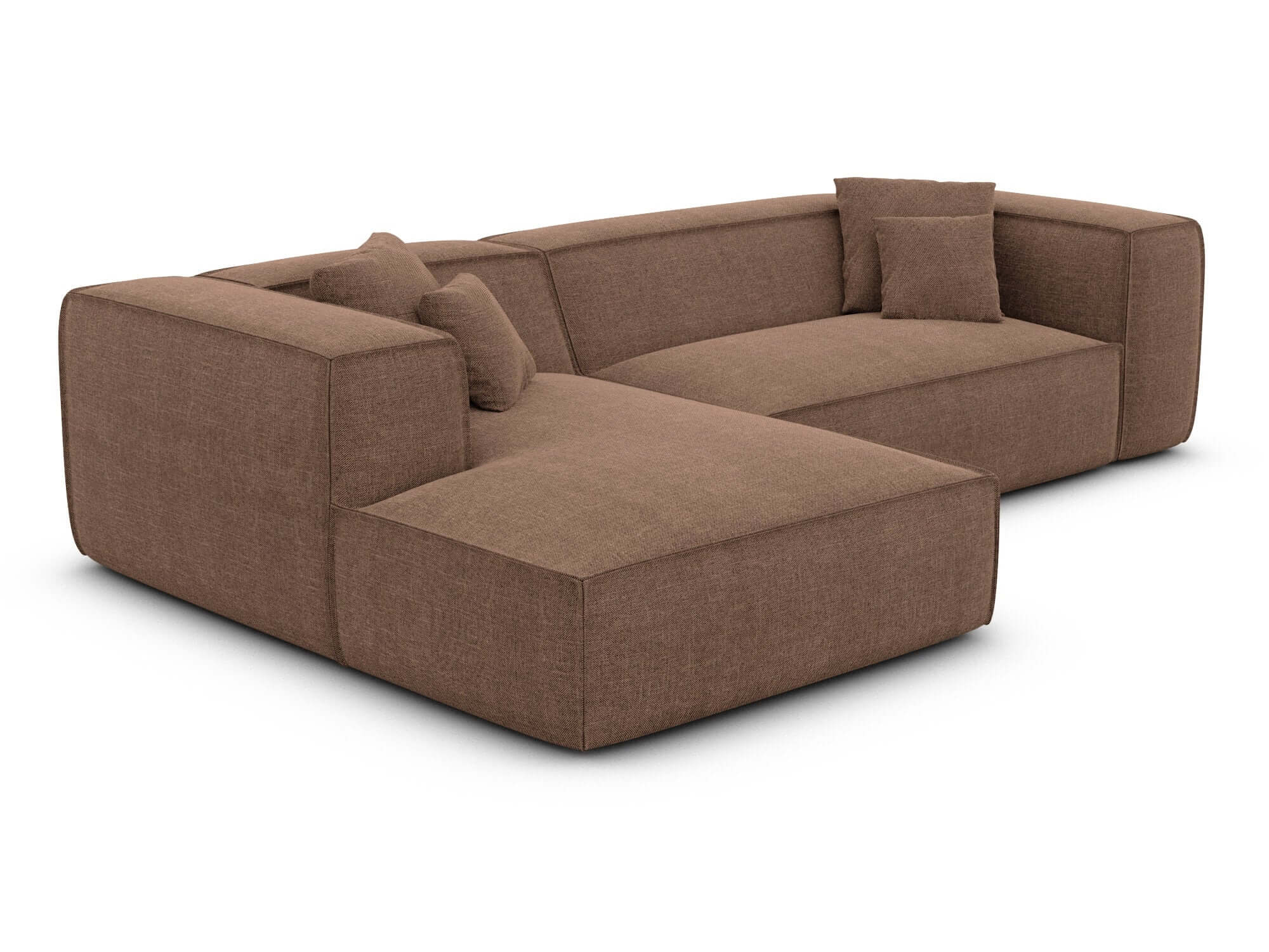 Ecksofa Liranda L-Form aus Stoff Braun