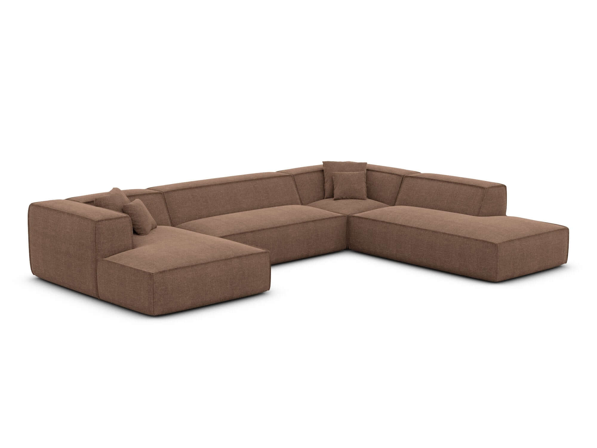 Wohnlandschaft Liranda Lounge U-Form aus Stoff braun