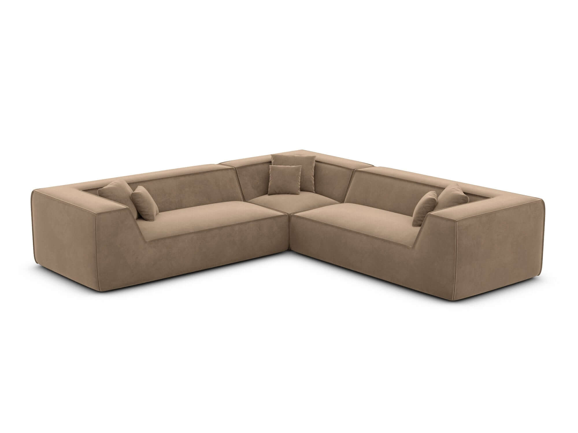 Ecksofa Monterola L-Form aus Stoff Braun
