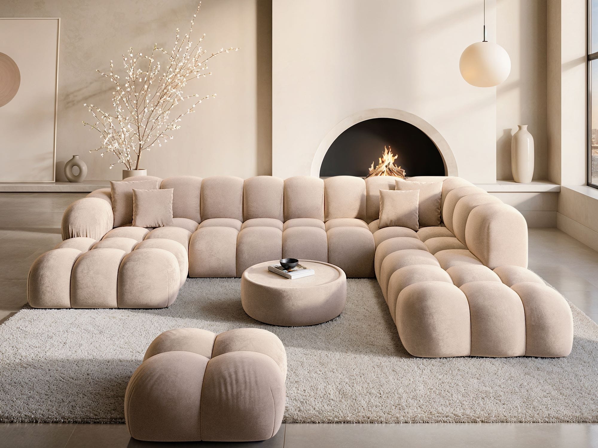 Wohnlandschaft Monteverde Lounge U-Form in Stoff Braun