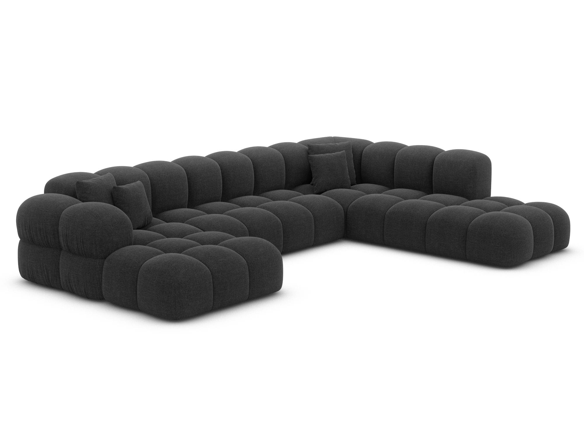 Wohnlandschaft Monteverde Lounge U-Form in Stoff Schwarz
