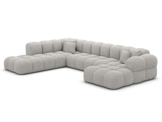 Wohnlandschaft Monteverde Lounge U-Form in Stoff, Material: Strukturstoff, Farbe: Hellgrau, Ottomane: Rechts