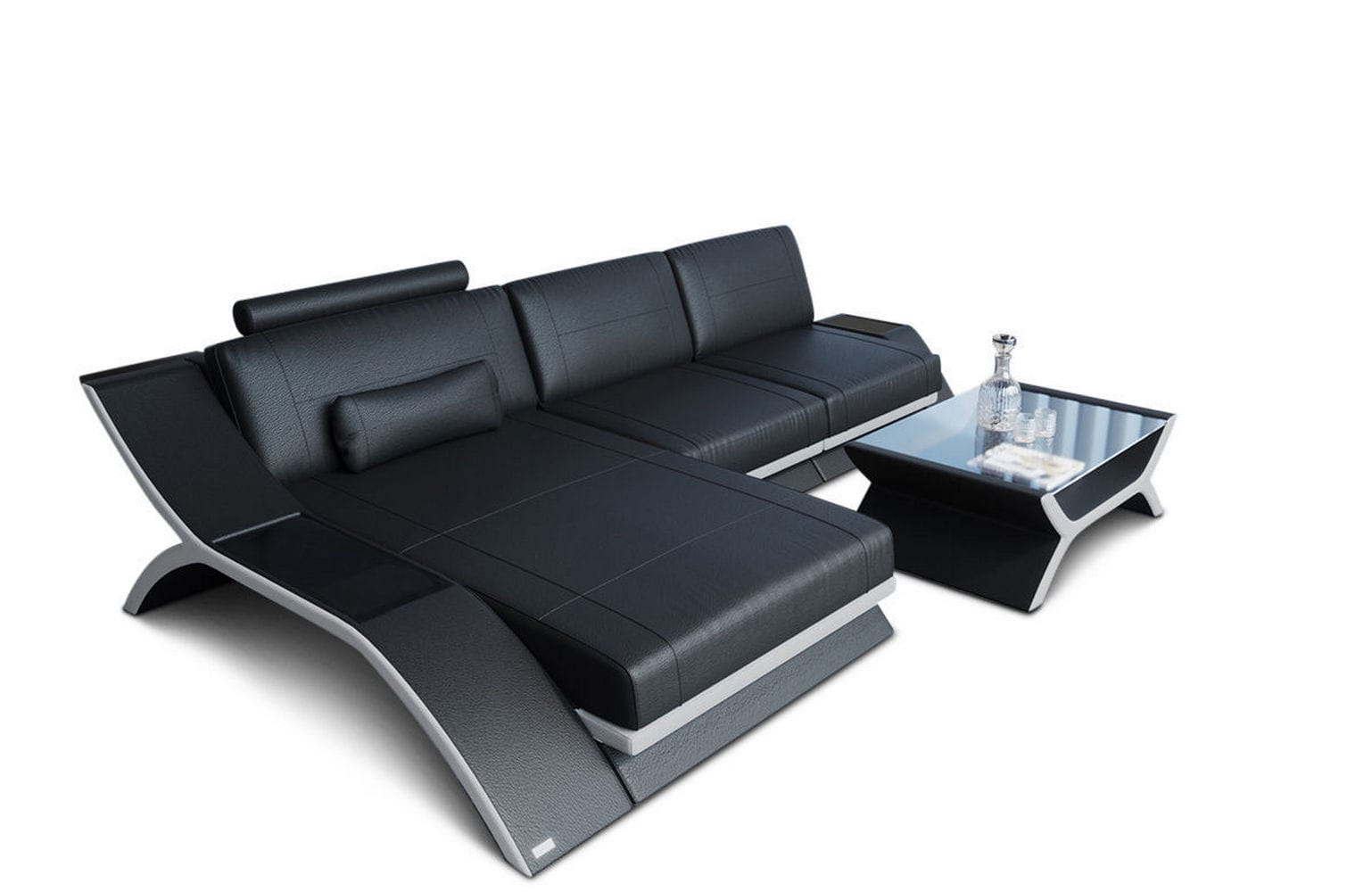 Ecksofa Calabria Leder – Komfort und Stil schwarz-weiß