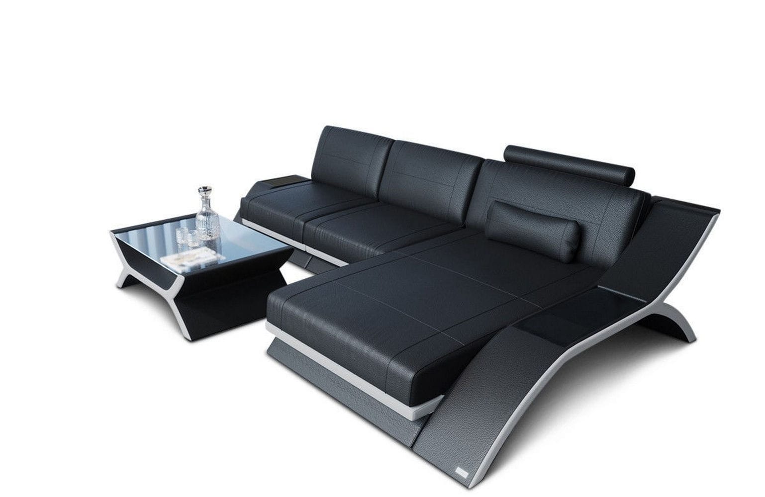 Ecksofa Calabria Leder – Komfort und Stil schwarz-weiß