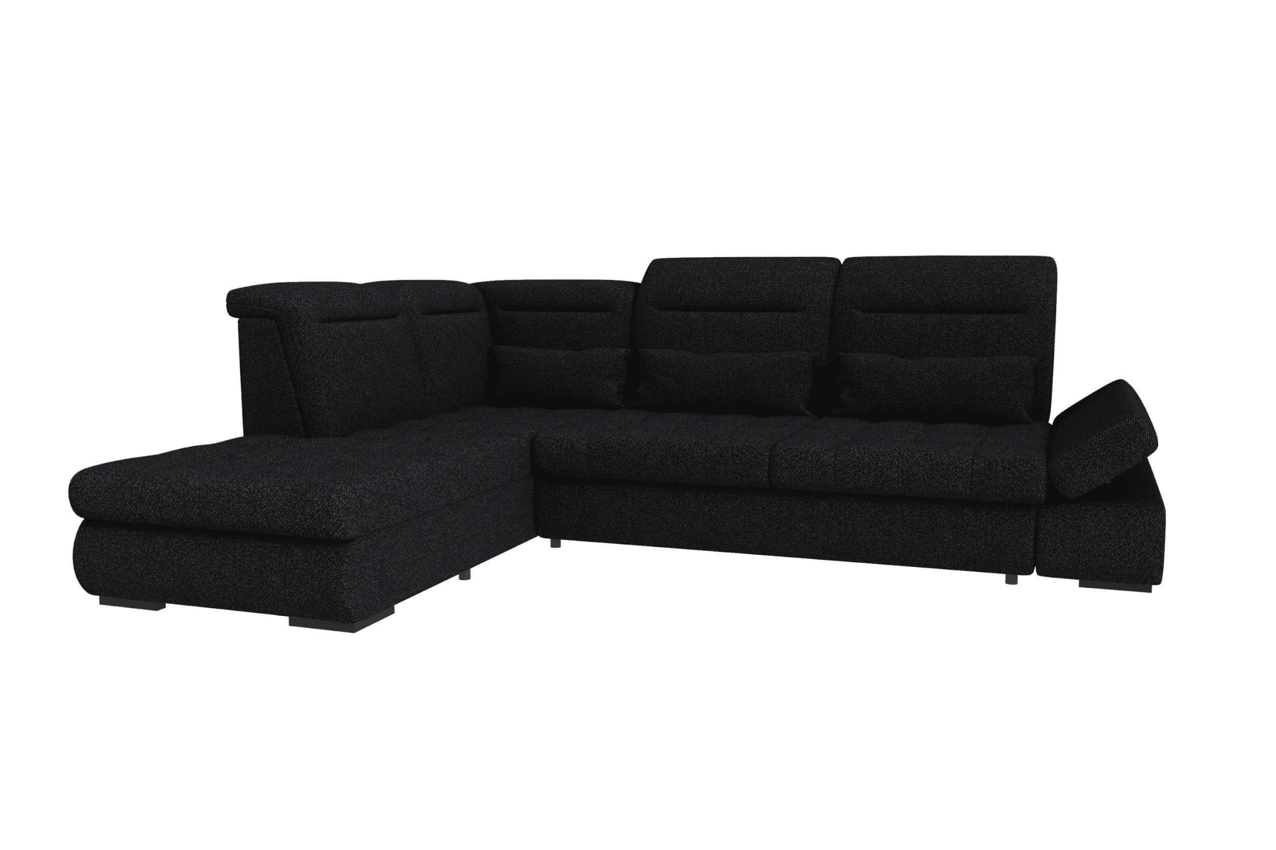 Couch Ares L-Form in Stoff Schwarz
