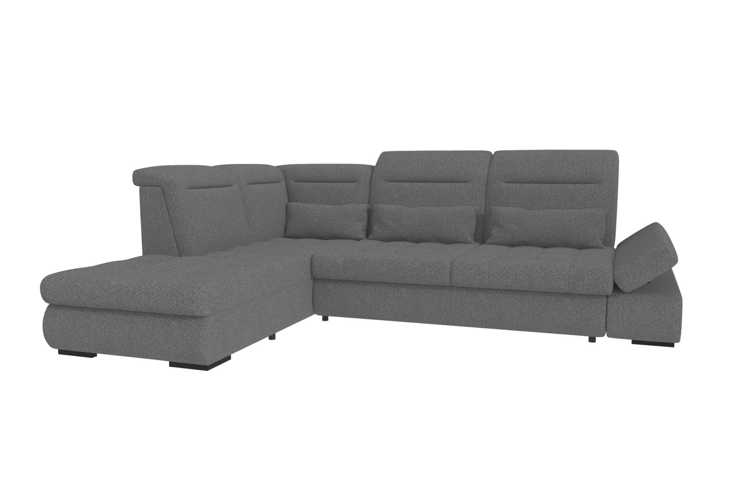 Strukturstoff Ecksofa Ares L Form kurz Anthrazit