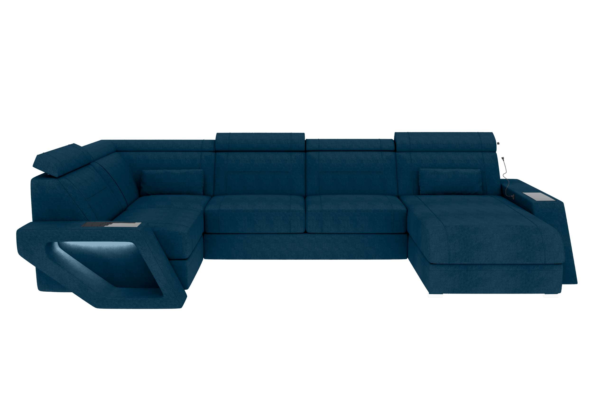 Wohnlandschaft Catania U Form Stoffsofa Blau
