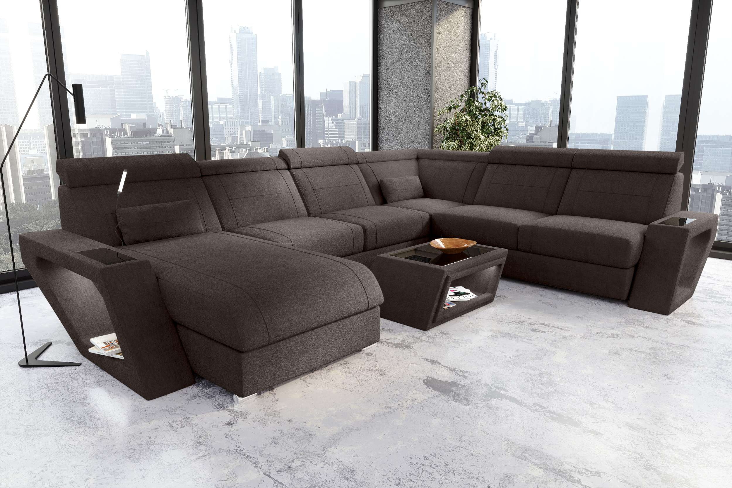 XXL Wohnlandschaft Catania Stoffsofa Blau