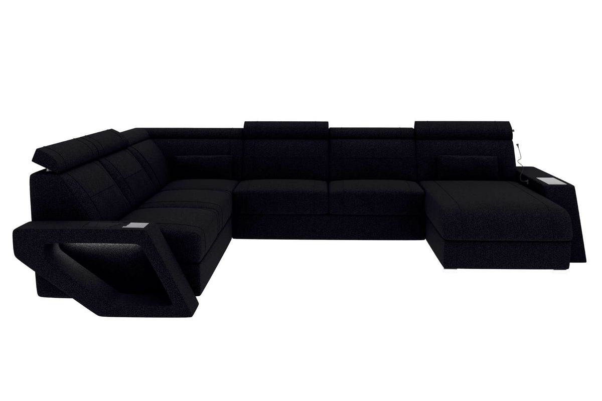 XXL Wohnlandschaft Catania Stoffsofa Schwarz
