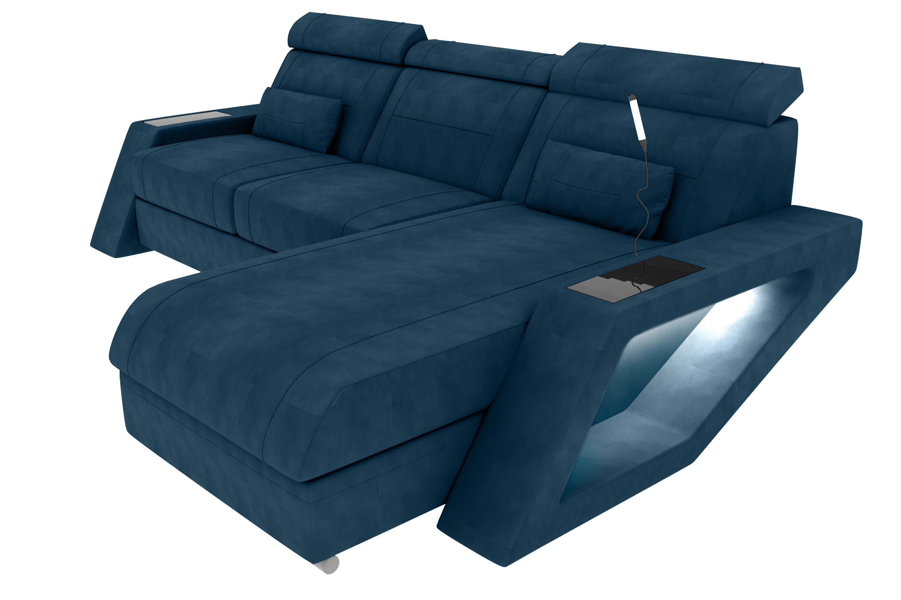 Ecksofa Catania L Form Stoffsofa Blau