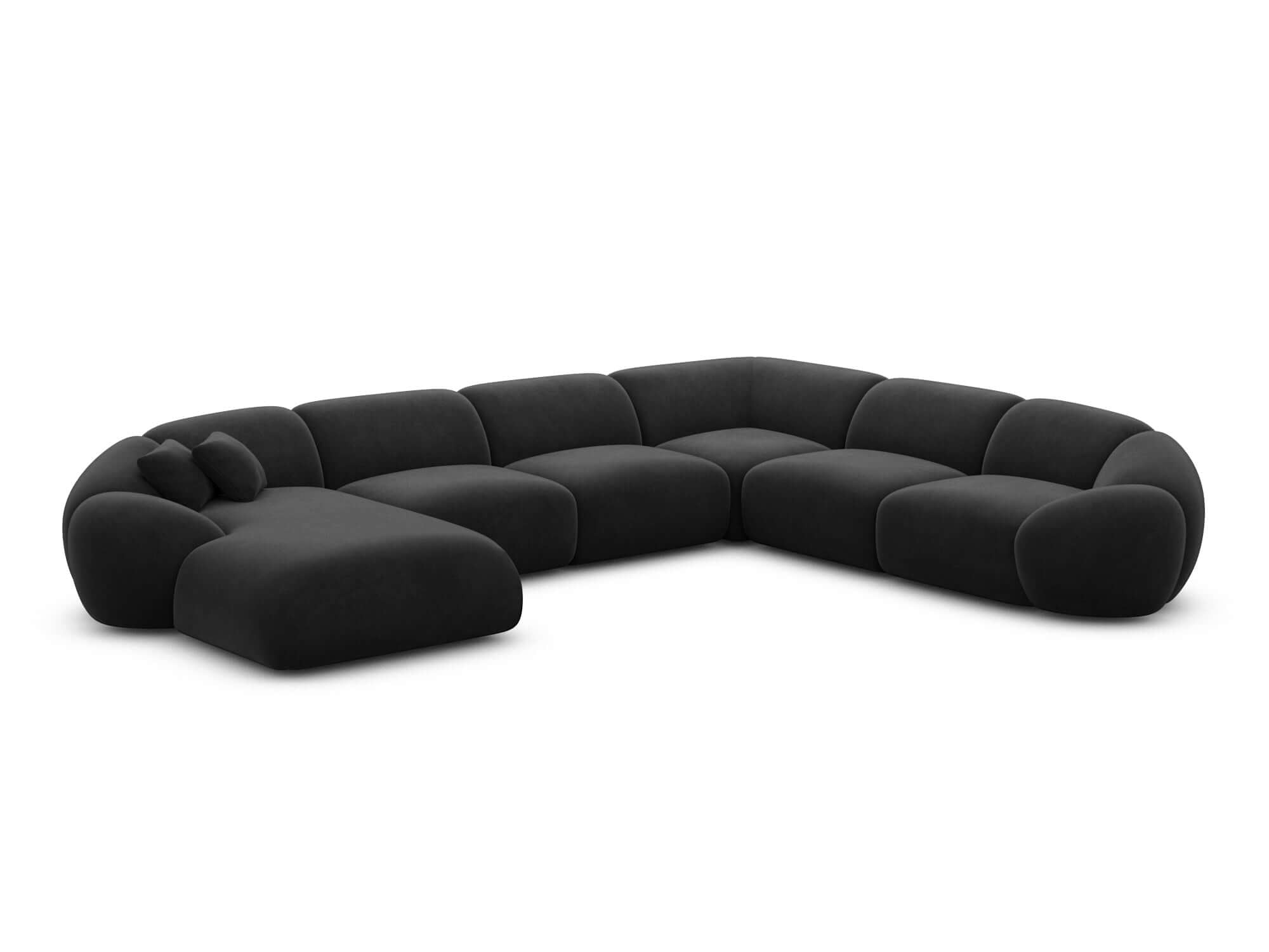 Polster Wohnlandschaft Solverde XXL U-Form Schwarz