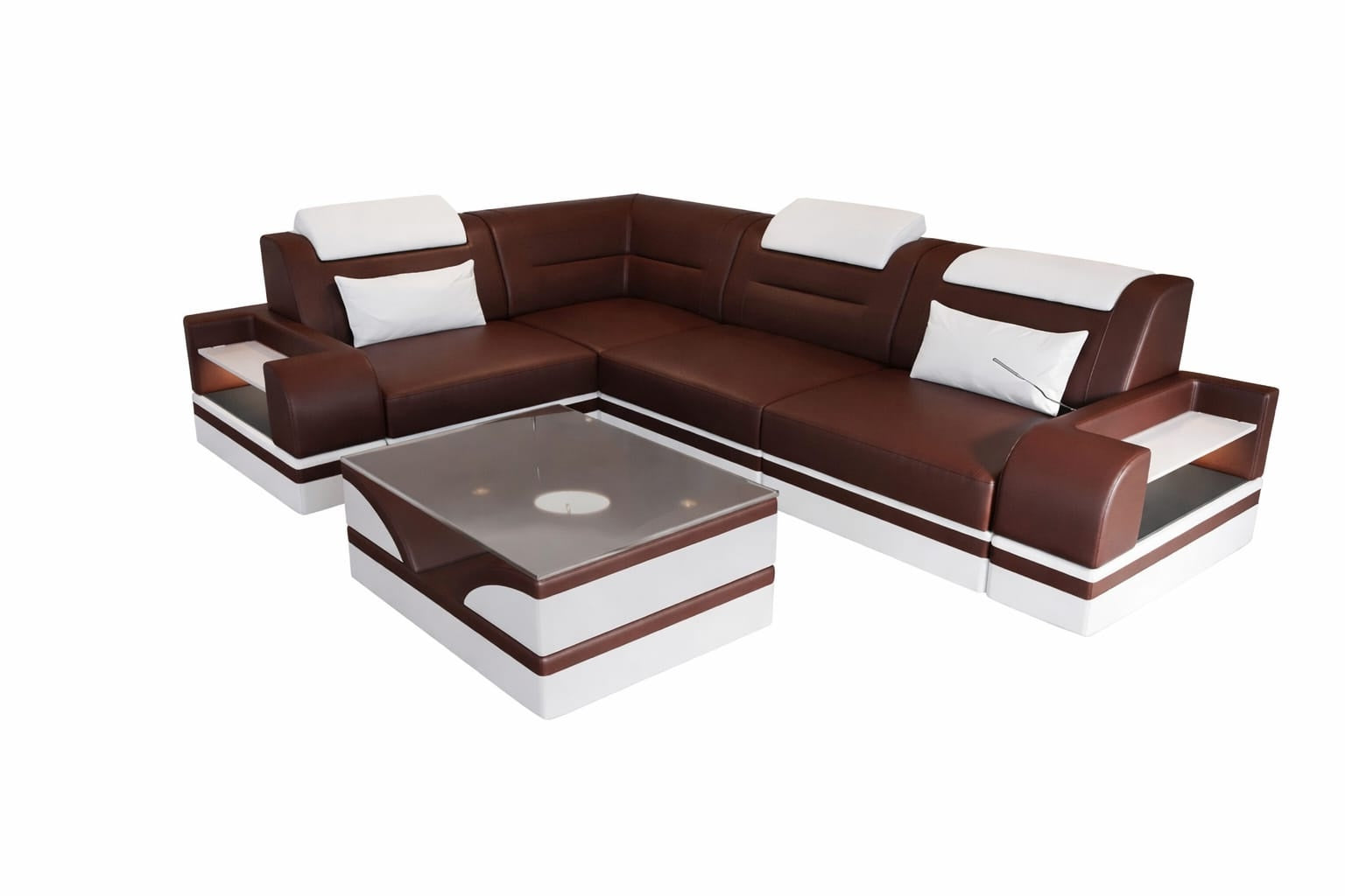 Ecksofa Trivento L-Form Kurz – Modern & Komfortabel dunkelbraun-weiss