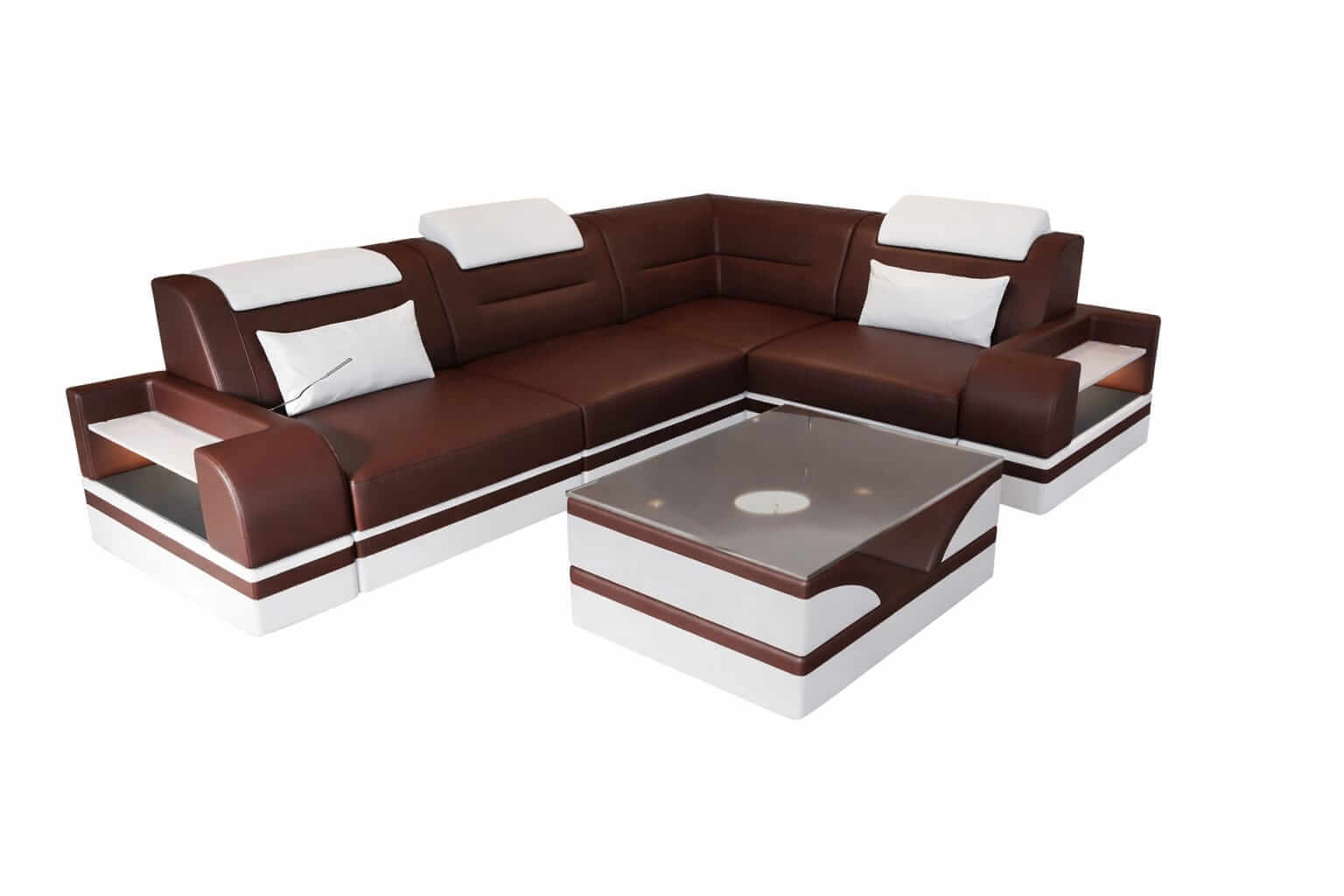 Mini Ecksofa Trivento Kompakt L Form dunkelbraun-weiss