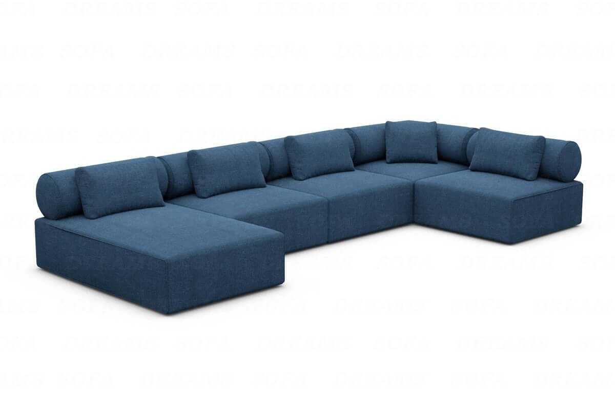 Couchlandschaft Laguardia U-Form in Stoff Blau