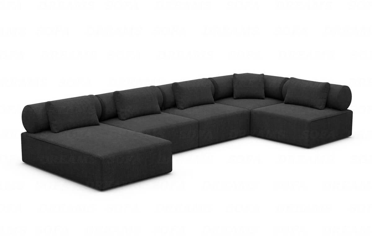 Wohnlandschaft Laguardia U-Form Stoff Schwarz