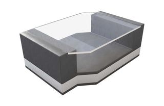 Couchtisch Leder Messana – Elegantes Design in Grau und Weiß aus Büffelleder und Kunstleder und Echtleder für Wohnzimmer
