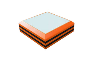 Leder Couchtisch Ravenna – Ausziehbar und Elegant in Orange und Schwarz aus Büffelleder und Kunstleder und Echtleder