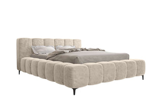 Polsterbett Lucinda in Creme aus Chenille mit wählbarer Liegefläche für Schlafzimmer