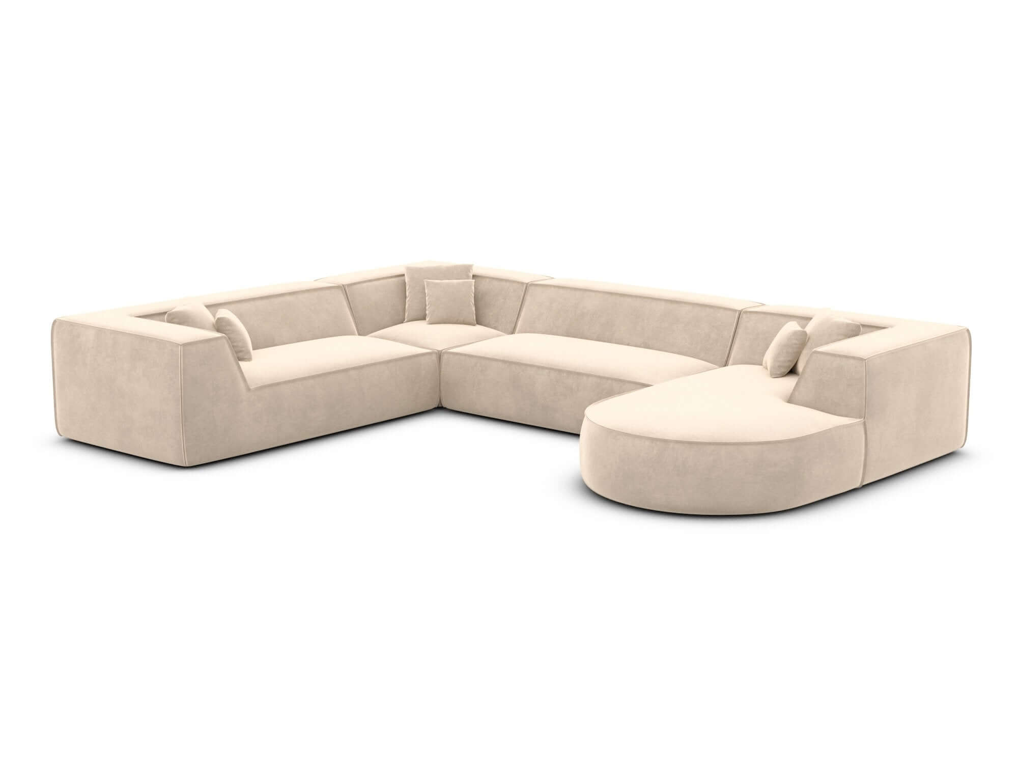 XXL Wohnlandschaft Monterola U-Form aus Stoff Creme
