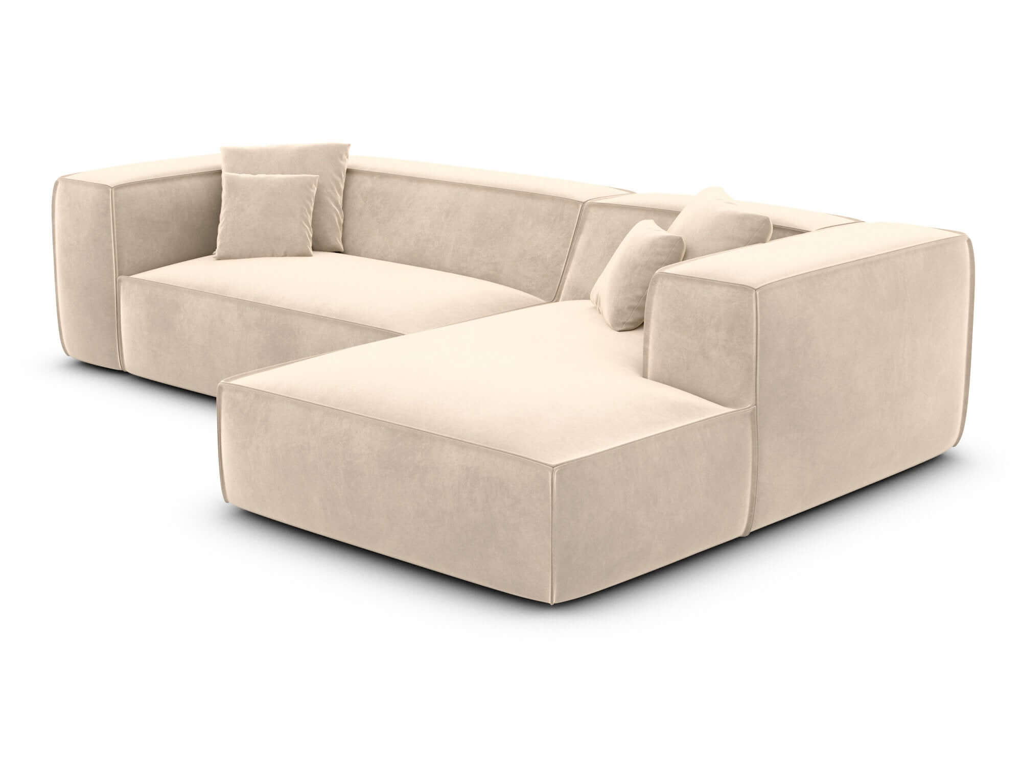 Ecksofa Liranda L-Form aus Stoff Creme