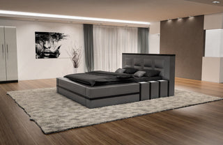 Luxus Boxspringbett Asti mit Beleuchtung Grau-Schwarz
