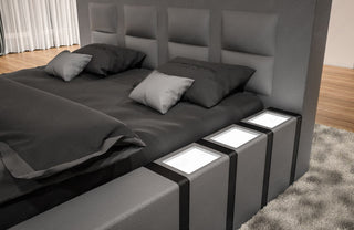 Luxus Boxspringbett Asti mit Beleuchtung Grau-Schwarz