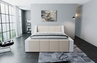 Wasserbett Fermo mit LED und markanter Struktur Beige-Weiß