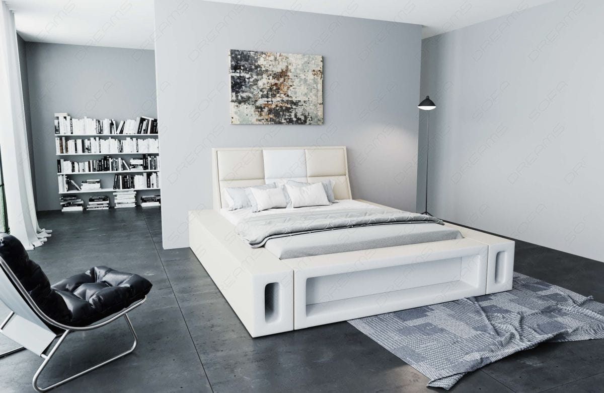 Wasserbett Venosa mit LED und großen Seitenboxen Beige-Weiß