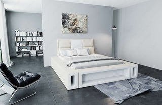 Wasserbett Venosa mit LED und großen Seitenboxen Beige-Weiß
