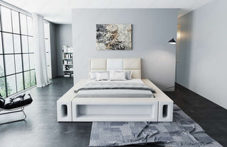 Wasserbett Venosa mit LED und großen Seitenboxen Beige-Weiß