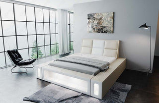 Wasserbett Venosa mit LED und großen Seitenboxen Beige-Weiß