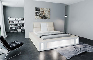 Wasserbett Venosa mit LED und großen Seitenboxen Beige-Weiß