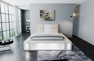 Wasserbett Venosa mit LED und großen Seitenboxen Beige-Weiß